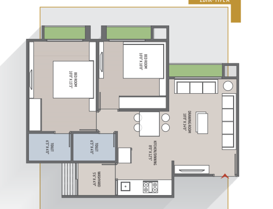 2 BHK floor plan