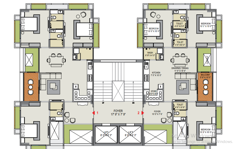 3 BHK floor plan