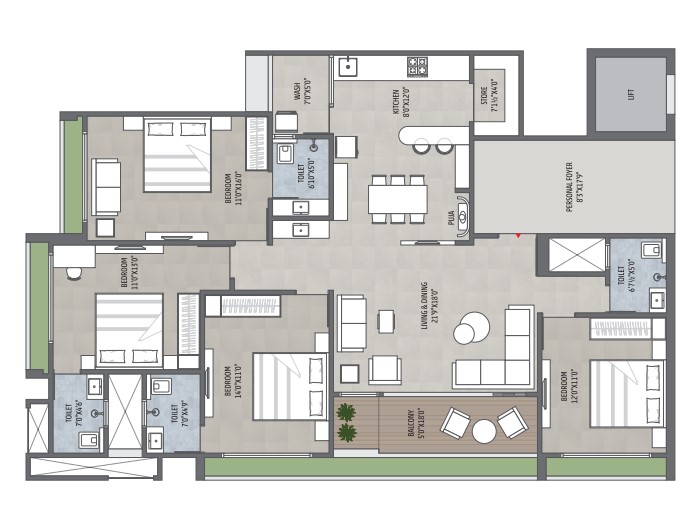 4 BHK floor plan