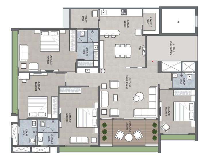 4 BHK floor plan