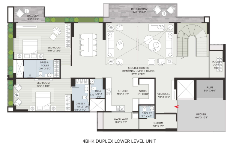 4 BHK floor plan