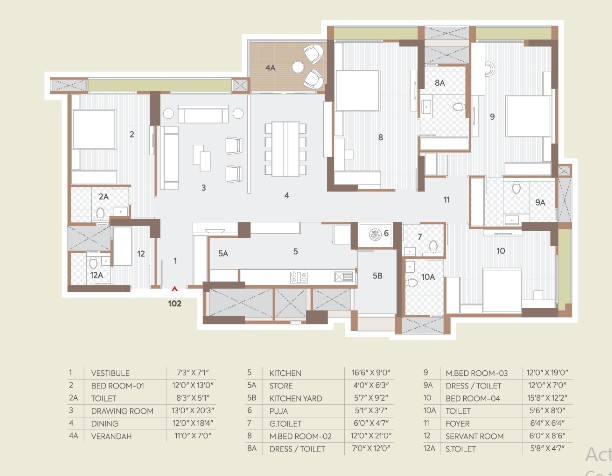 4 BHK floor plan