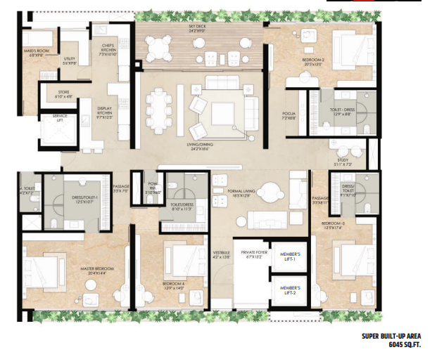 4 BHK floor plan