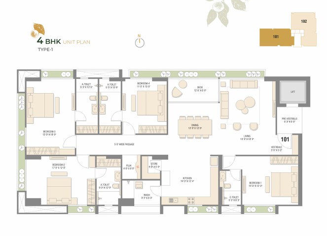4 BHK floor plan