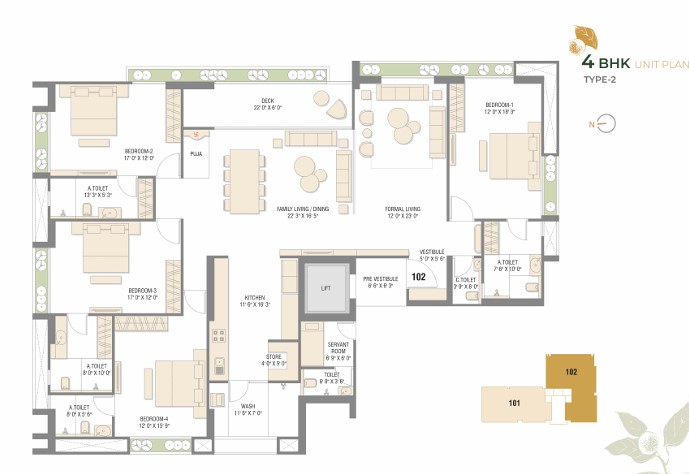 4 BHK floor plan