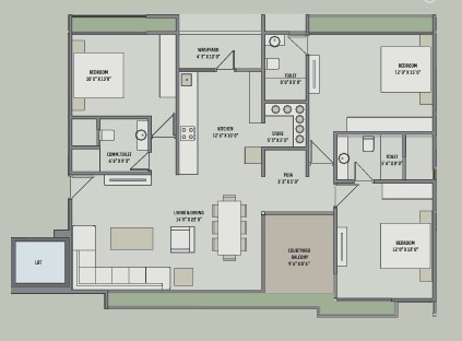 3 BHK floor plan