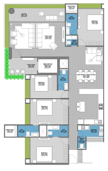 4 BHK floor plan