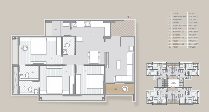 3 BHK floor plan
