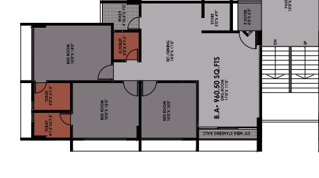 3 BHK floor plan