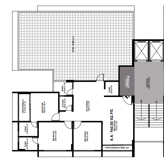3 BHK floor plan
