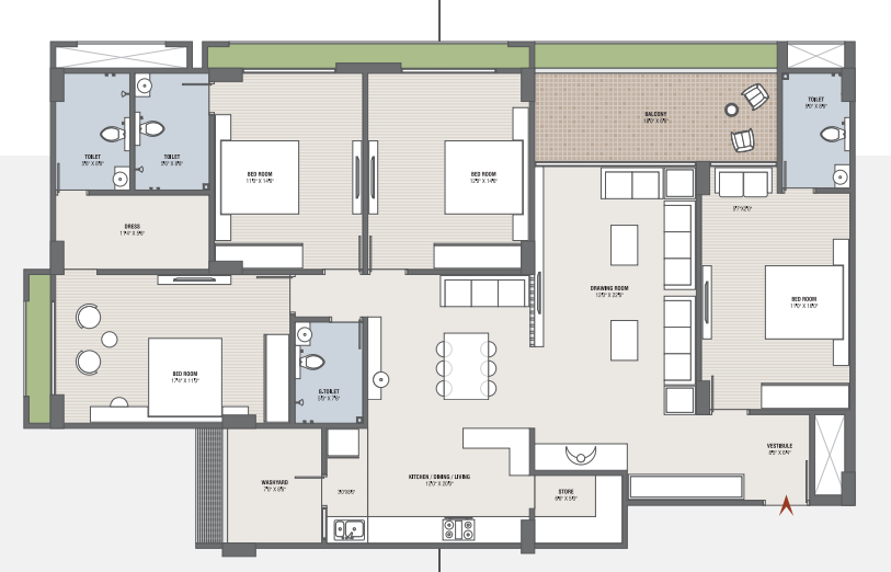 4 BHK floor plan