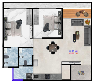 2 BHK floor plan