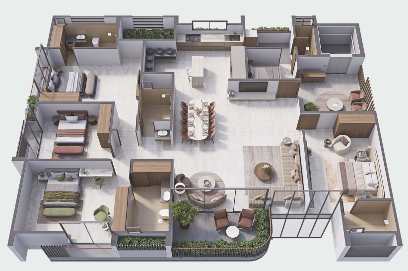 3 BHK floor plan