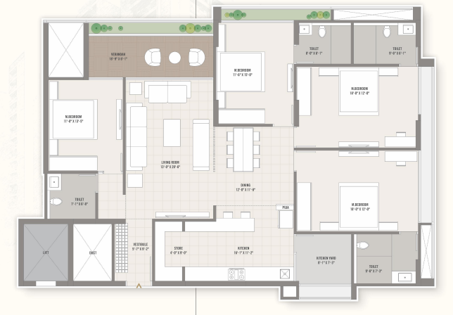 4 BHK floor plan