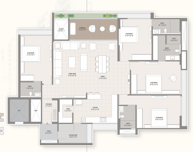 4 BHK floor plan