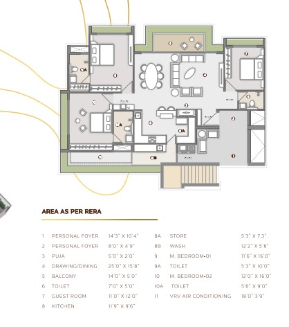 3 BHK floor plan