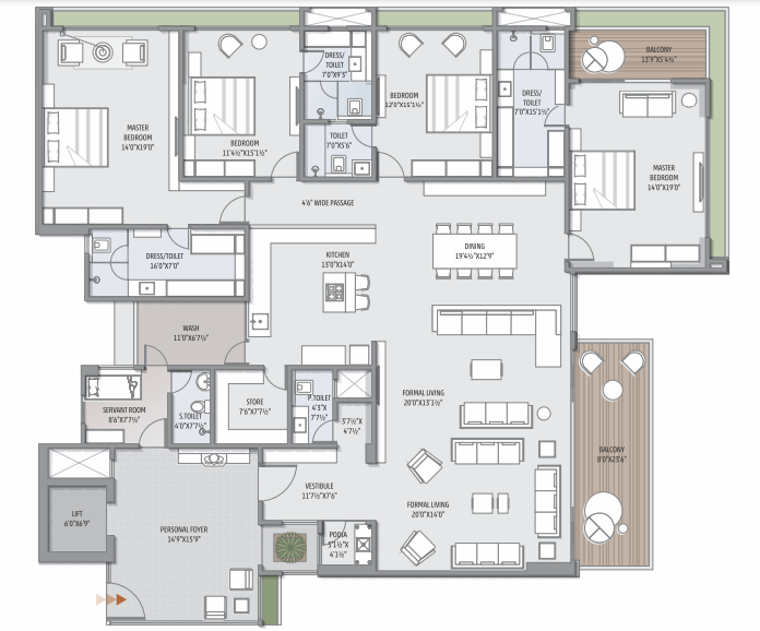 4 BHK floor plan